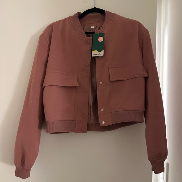 NWT Magenta Bomber Jacket with buttons - Picture 2 of 5